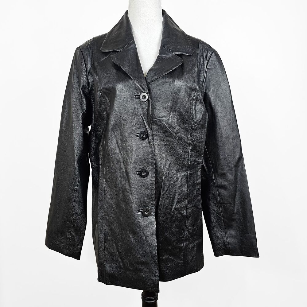 Vintage Tribeca Studio Large Women's Classic Black Leather Jacket